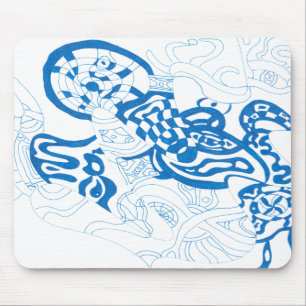 Blue Sketch, abstract Mouse Pad