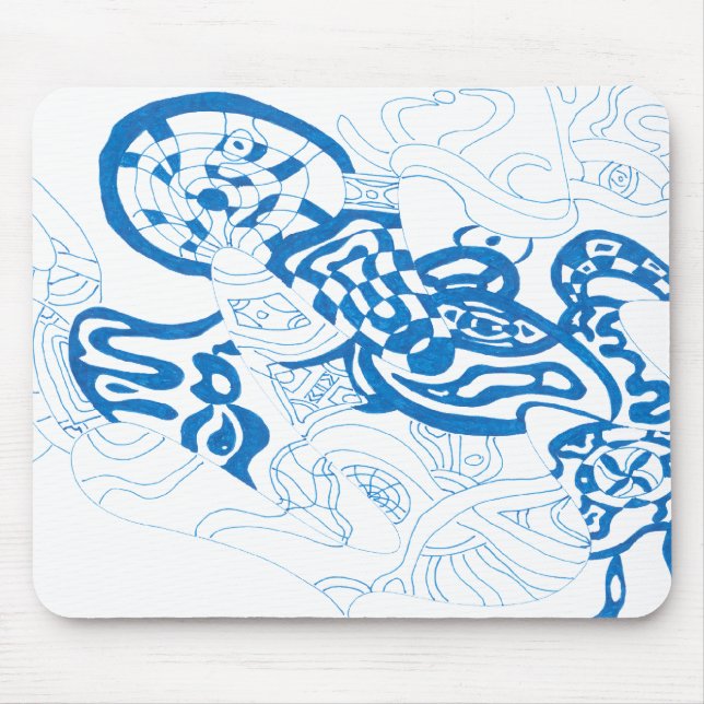 Blue Sketch, abstract Mouse Pad (Front)
