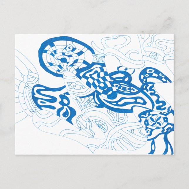 Blue Sketch, abstract Postcard (Front)