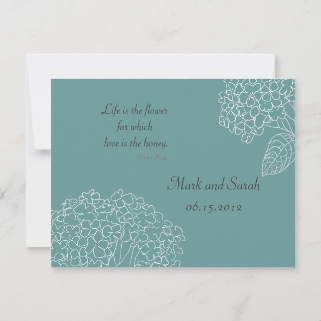 Blue Sketched Hydrangeas RSVP Card (Front)