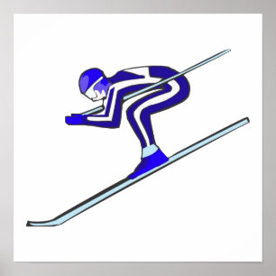 Blue Ski Fast Poster