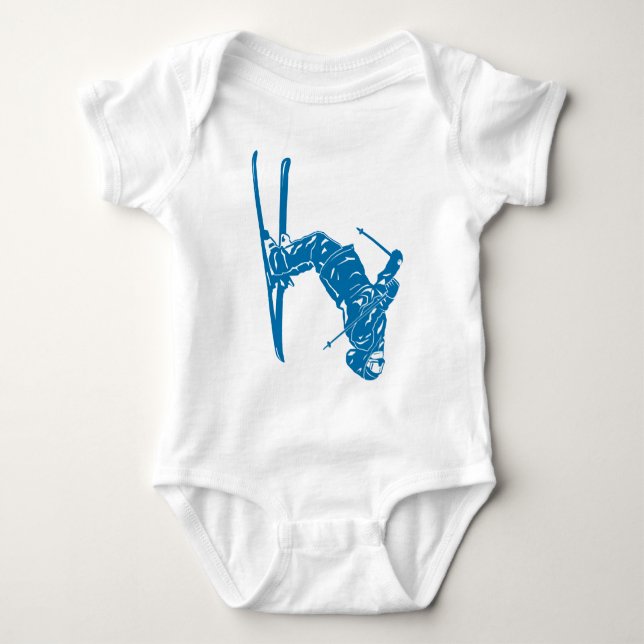 Blue-Skier Baby Bodysuit (Front)