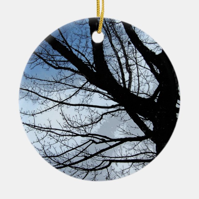 Blue Skies and Alder Tree Art Ornament (Front)