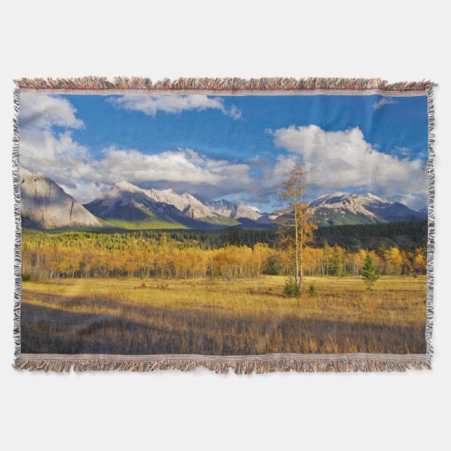 Blue skies and clouds above a meadow throw blanket (Front)