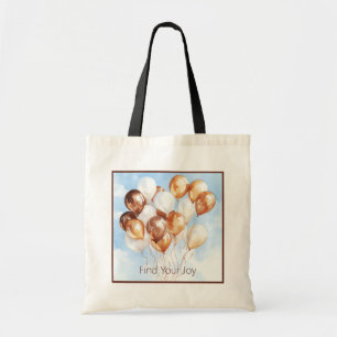 Blue Skies Gold White Balloons Tote Bag