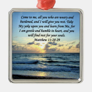 BLUE SKIES MATTHEW 11:28 SUNRISE PHOTO DESIGN METAL TREE DECORATION