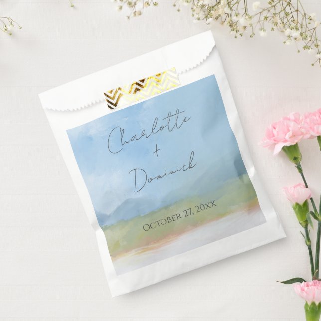 Blue Skies Painted Landscape Modern Wedding  Favour Bags (Sealed)