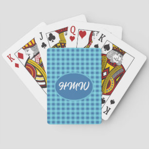Blue Skies Plaid: Custom Monogram Playing Cards