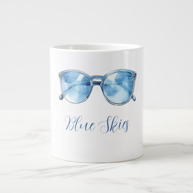 Blue Skies Sunglasses Large Coffee Mug (Front)