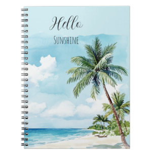 Blue Skies Sunshine Tropical Island Palm Tree Notebook