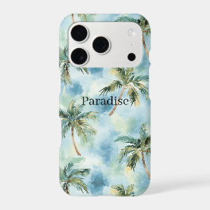 Blue Skies Tropical Island Palm Trees  