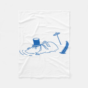 Blue Skiing Moominpappa Stuck In Snow Winter Games Fleece Blanket