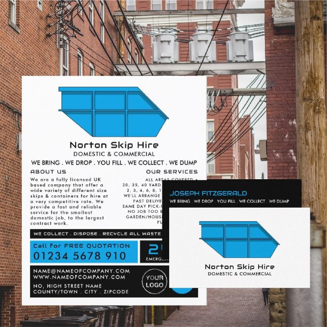 Blue Skip, Skip/Dumpster Company Business Card (Creator Uploaded)