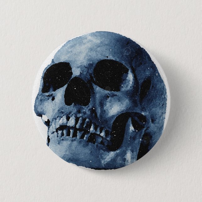 Blue Skull 6 Cm Round Badge (Front)