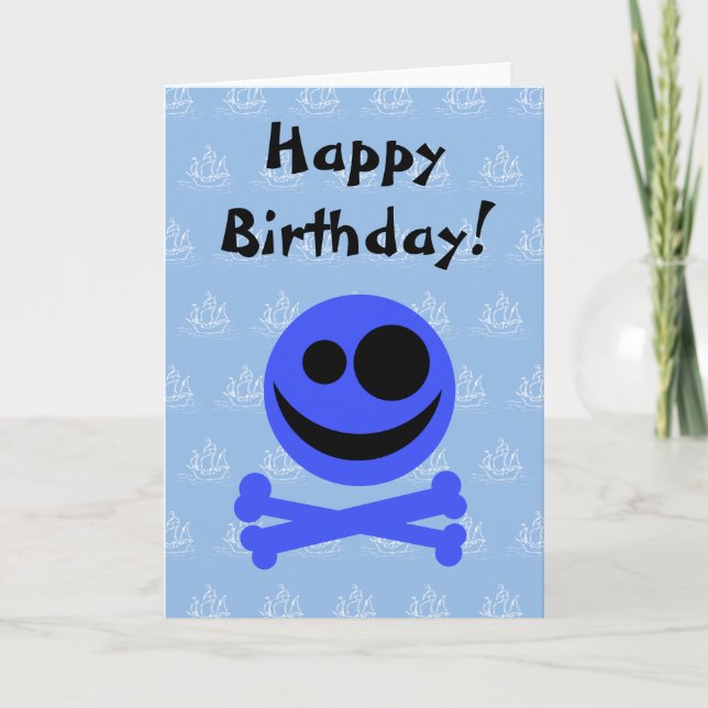 Blue Skull and Crossbones. Card (Front)