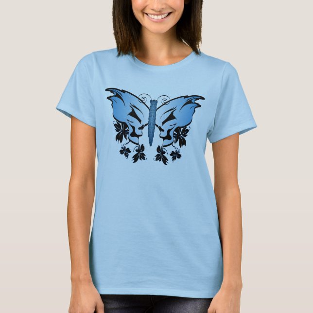 Blue Skull Butterfly T-Shirt (Front)