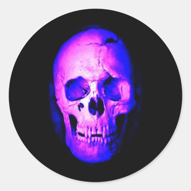 Blue Skull Classic Round Sticker (Front)