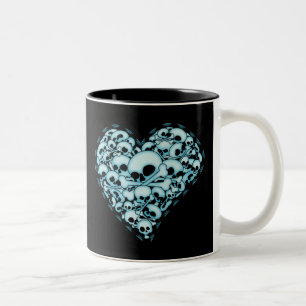 Blue Skull Heart Two-Tone Coffee Mug