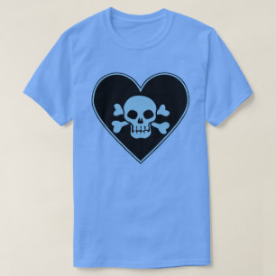 Blue Skull in Heart T-Shirt