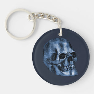 Blue Skull Scary Cool and Unique Gothic Halloween Key Ring