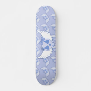 Blue Skull With Wings Skateboard