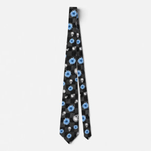 Blue Skulls and Sunflower Series Design 12 Tie