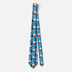 Blue Skulls and Sunflower Series Design 4 Tie