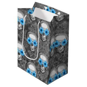 Blue Skulls and Sunflower Series Design 5  Medium Gift Bag