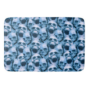 Blue Skulls Bath Mat