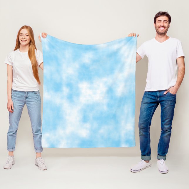 Blue Sky and Cloud Art Custom Fleece Blanket (In Situ)