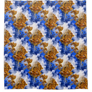 Blue Sky And Clouds Abstract Art Pattern Shower Curtain