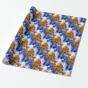 Blue Sky And Clouds Abstract Art Pattern    Wrapping Paper