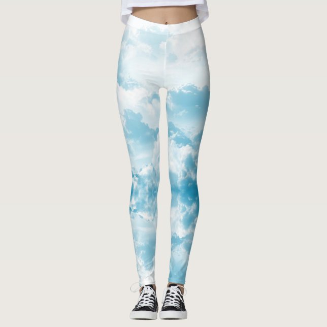 Blue sky and clouds leggings (Front)