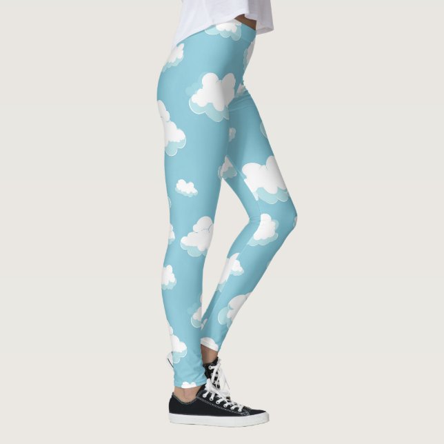 Blue Sky and Clouds Pattern Leggings (Right)
