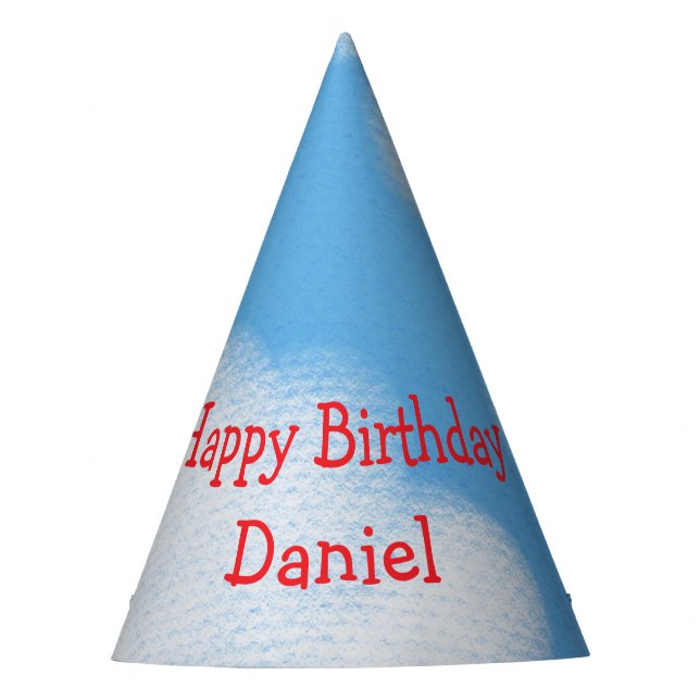 Blue sky and fluffy clouds Birthday Party Hat (Front)