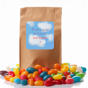 Blue sky and fluffy clouds Thankyou Square Sticker