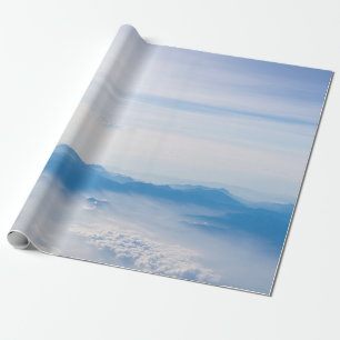 Blue sky and mountains view from airplane stylized wrapping paper