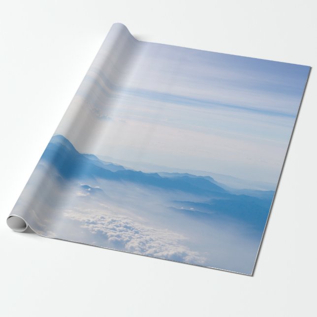 Blue sky and mountains view from airplane stylized wrapping paper (Unrolled)