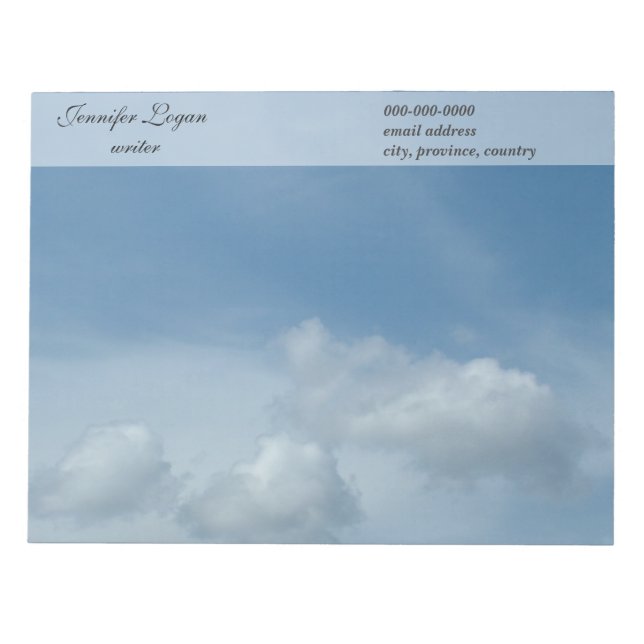 blue sky and white clouds notepad (Front)