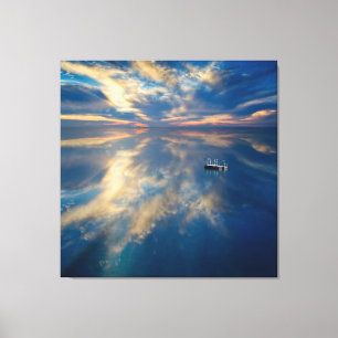 Blue Sky and White Clouds Over Sea  Canvas Print