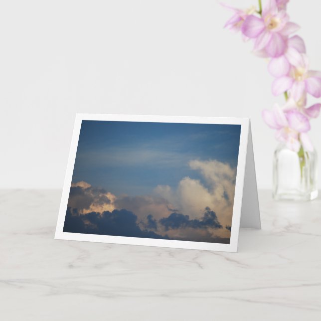 Blue Sky and White Clouds, Skyscape Background Card (Orchid)