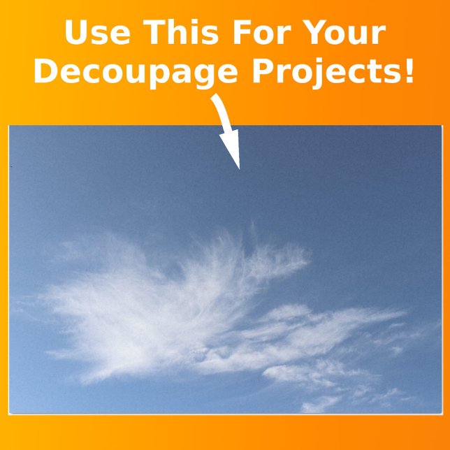 Blue Sky and White Fluffy Clouds Photo Decoupage Tissue Paper (Front with Background)