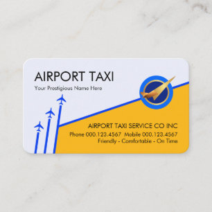 Blue Sky Arrows Yellow Airport Plane Runway Business Card