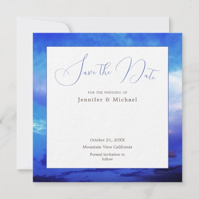 Blue Sky Art Photography Professional Minimalist Save The Date (Front)