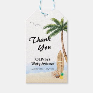 Blue Sky Baby On Board Beach Surf Baby Shower  Gift Tags