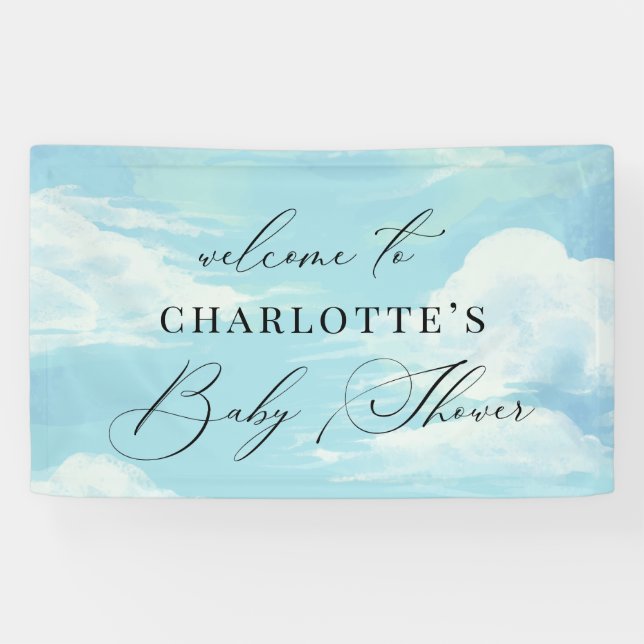 Blue Sky Baby Shower Welcome Banner (Horizontal)