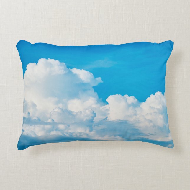 Blue sky background clouds white decorative cushion (Front)