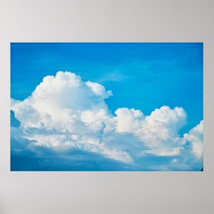 Blue sky background clouds white poster