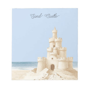 Blue Sky Beach Cream Sand Castle Notepad