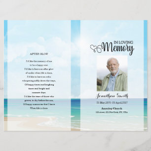Blue sky & Beach Funeral Program template